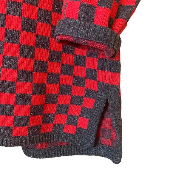 Checkered Cardigan Silk Wool Blend Checkered Vintage Sweater - Picture 13 of 16